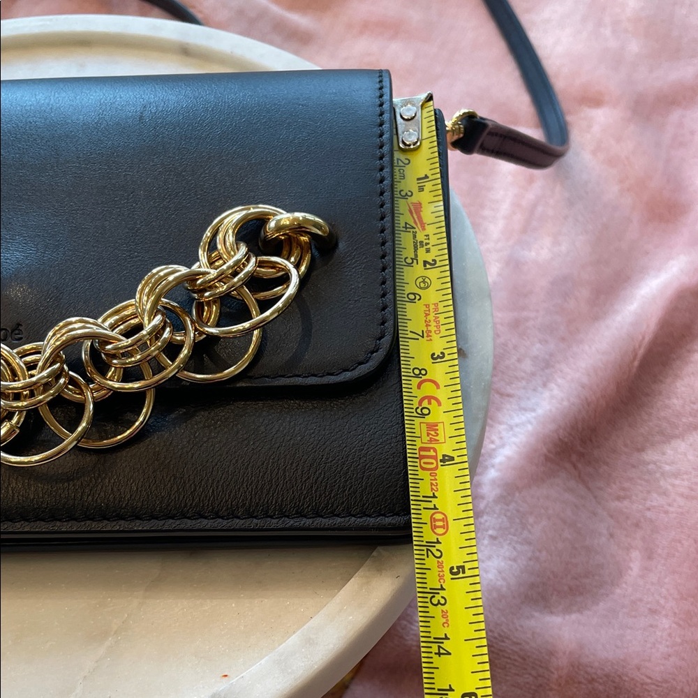 Chloe Black Crossbody Bag with Gold Chain Accent - Picture 10 of 15